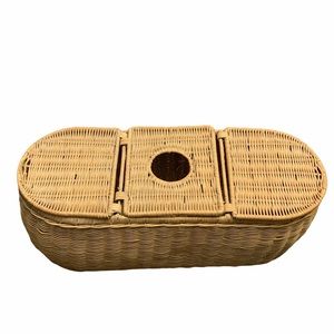 Vintage wicker basket toilet paper tissue holder